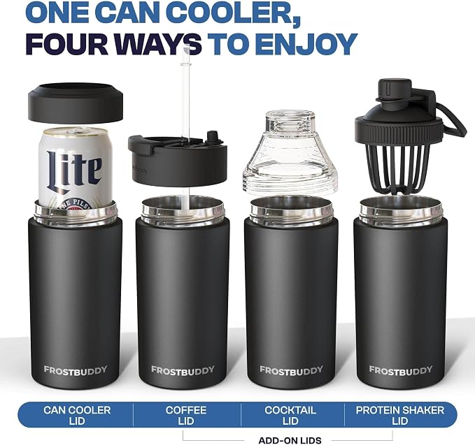 Frost Buddy NCAA Universal Buddy - Fits all - Stainless Steel Can Cooler for 12 oz & 16 oz Regular or Slim Cans & Bottles - Stainless Steel (Penn State Nittany Lions)