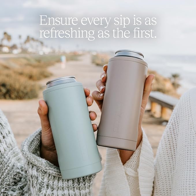 BrüMate Hopsulator Slim Can Cooler Insulated for 12oz Slim Cans | Skinny Can Insulated Stainless Steel Drink Holder for Hard Seltzer, Beer, Soda, and Energy Drinks (Prickly Pear)