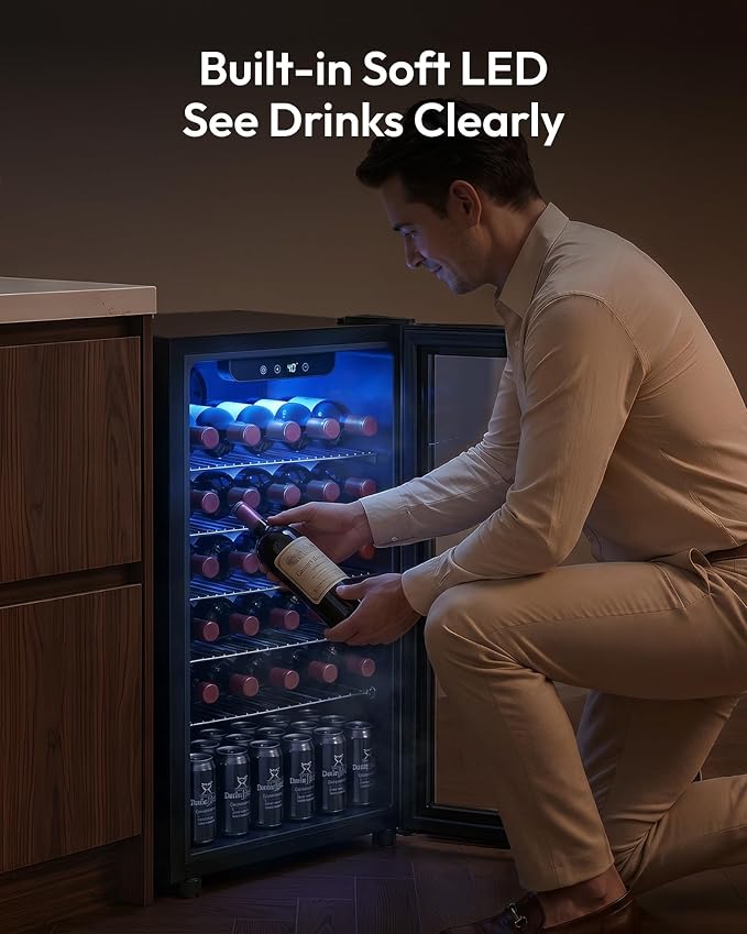 EUHOMY Beverage Refrigerator Cooler, 125 Can Mini Fridge with Glass Door for Soda Beer or Wine, Beverage Cooler for Home, Office, Bar with Removable Shelves, Black