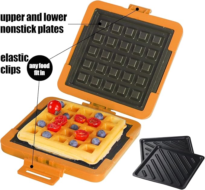 MKYSAIL Microwave Sandwich Maker & Waffle Maker 2-in-1 Set - Full Wrap detachable Silicone waffle sandwich maker for Breakfast/meats,Fast Grilled cheese,Dishwasher Safe,Portable for Home/Travel/Gifts