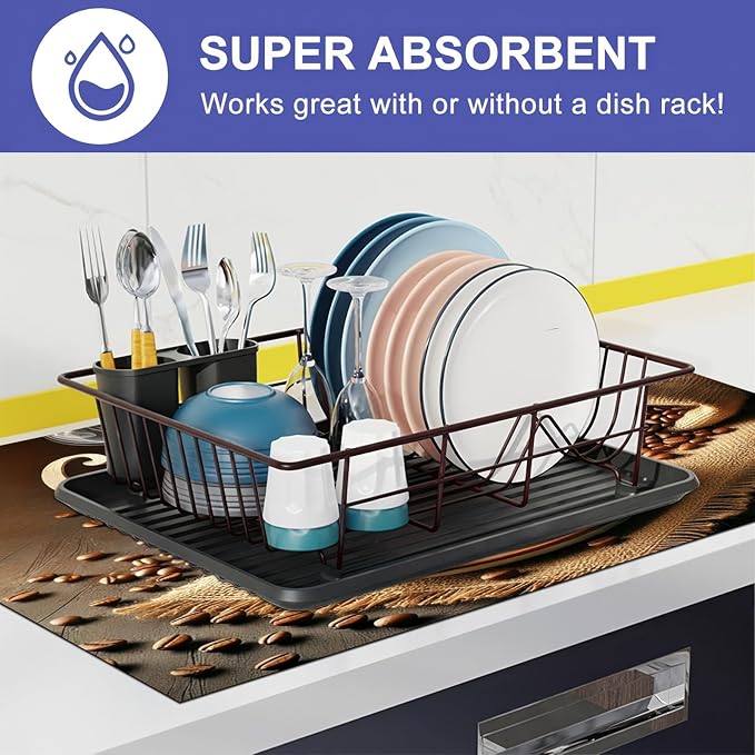 HOMETITUTE Stove Top Cover for Electric 28x20 Inch Diatomite Good Days Stovetop Covers Coffee Bar Decor Kitchen Countertop Pad Mat Coffee Station Mat Heat Resistant Cooktop Protector Decor