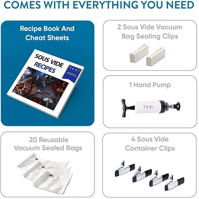 Yedi Infinity Sous Vide Cooker, Powered by Octcision Technology, Deluxe Accessory Kit, Recipes, 1000 Watts