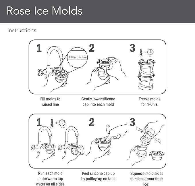Tovolo Leak-Free, Rose Ice Cube Stackable with Tight Silicone Seal Novelty Drink Mold-Set of 2, One Size, Clear (Pack of 4)