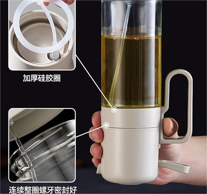 Oil Dispenser for Kitchen, 2 Pcs Glass Household Press Oil Sprayer for Cooking Kitchen Air Fryer Salad Barbecue Dispenser Bottle for Cooking