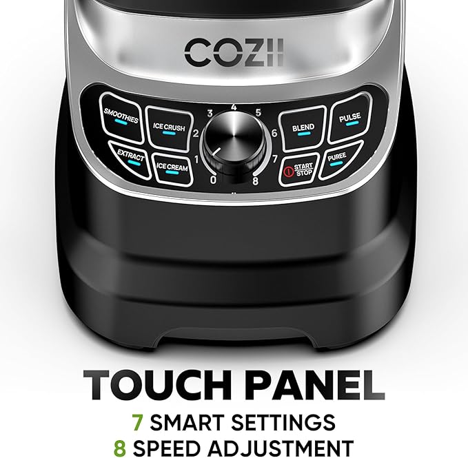 COZII Professional Blenders 2000W for Kitchen with 64oz Pitcher & 21oz To-go Cup, Quiet Blender for Smoothies/Ice Crushing/Frozen Drink/Nut Milk, 7 Preset Programs & 8 Speed Control, Dishwasher Safe