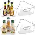 JEISSLIA Lazy Susan Cabinet Organizer Bins for 26"/ 28"/ 32" Diameter Corner Organizer, Plastic Cabinet Storage Bin, 1/8 Wedge - Food Safe, BPA Free, with Non-Slip Pads (for 26" Diameter, 4 Pack)