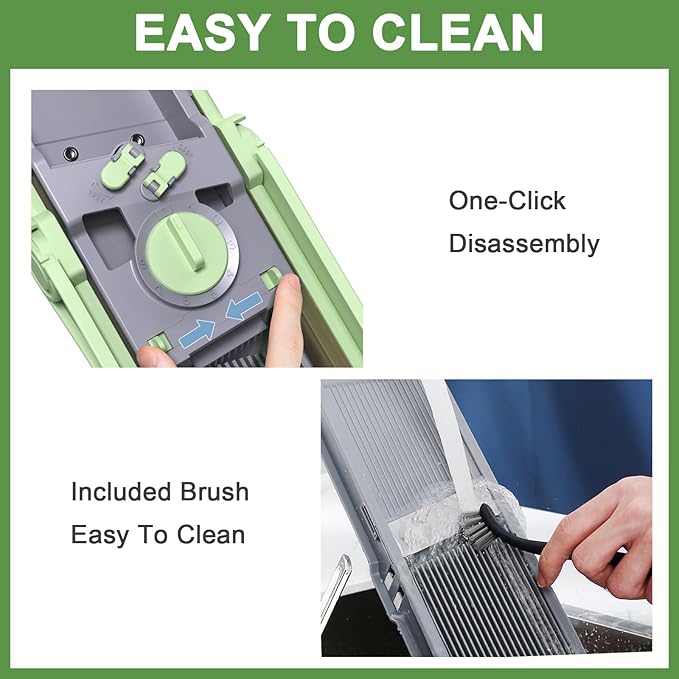 Jonscook All-in-1 Update Safe Mandoline Slicer for Kitchen, Food Chopper with Container, Thickness Adjustable Vegetable Chopper, Potato French Fry Cutter Tomato Apple Slicer Onion (Matcha Green)