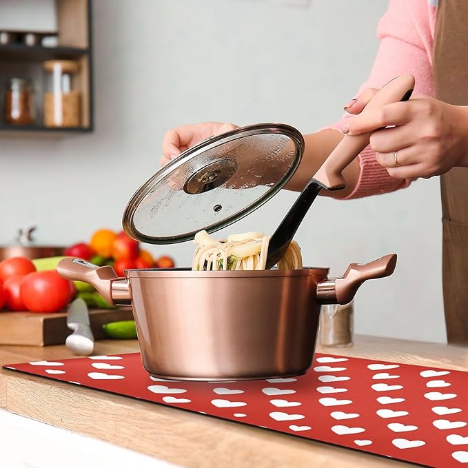 2-in-1 Table Runner Trivet for Hot Dishes Heat Resistant Hot Plate Mat Pad 39x12 Inch Waterproof Table Protector Trivets for Countertop Decorative Red Heart Valentine