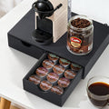 Wooden K Cup Organizer Coffee Pod Storage Box, Coffee Pod and Tea Bag Holder,Kcup Drawer Coffee Maker Stand,Home Kitchen Counter Holds Up to 30 Pods Capacity (2 Drawer) (Elegant Black)