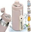 MAXSO Sealed Can Cooler Fizz Lid Can Cover for 12 oz Regular, Slim Skinny Cans & As Thermal Bottle, 4-in-1 Insulated Vacuum Stainless Steel Carbonated Cold Drink Holder - Oat