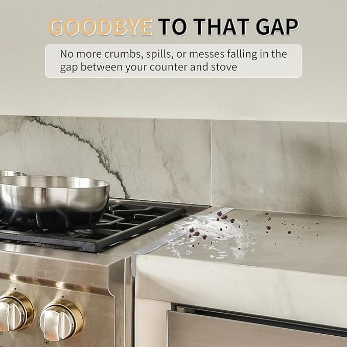 Stove Gap Covers 316 Stainless Steel,Thick Stove Gap Filler,Heat-Resistant Oven Side Gap Filler,Between Stove and Counter Slide In Range Trim Kit for Kitchen,2 Pack (23.2” Upgrade Silver)