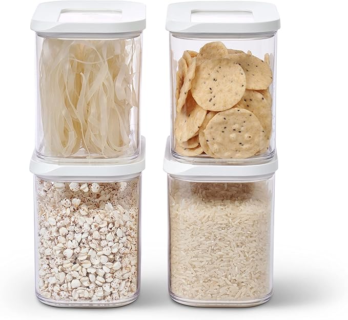 Mepal - Storage Container Modula 4-Piece Set – Clear Food Container with Lid - Kitchen Organizers & Plastic Storage Boxes – Stackable & Airtight – 4 x 1000 ml – White