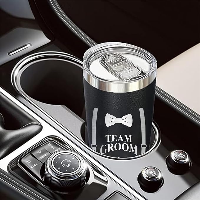 PartyGifts&beyond Groomsmen Gifts, 7Packs Bachelor Party Gifts Tumblers, Team Groom Cups 20 OZ Stainless Steel Tumbler with Lid and Straw for Wedding and Groomsman(Team Groom)