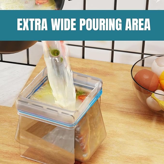 Ziplock Bag Holder, Baggy Rack Holder for Food Prep Bag, Acrylic Adjustable Food Filling Zip Lock Freezer Bag Stand, Comes with both Quart & Gallon Sizes (2 Pack)