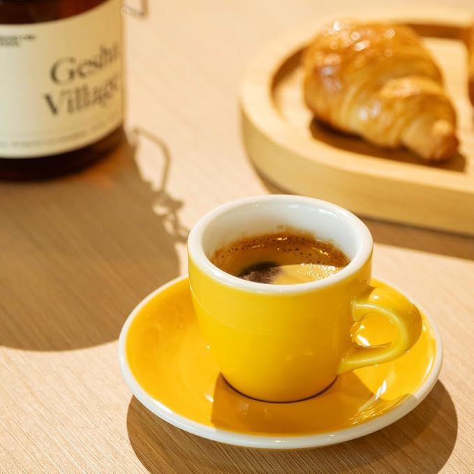 Loveramics Set of 1 x 300ml Latte Art Cup Saucer + 1 x 80ml Espresso Cup Saucer (Yellow)
