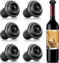 Honoson 6 Pieces Wine Stopper Resealable Pump Vacuum Silicone Saver Practical for Kitchen Supplies Bottle Tools (Black)