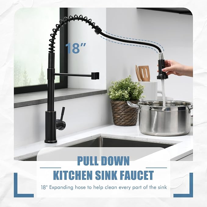 GIMILI Oil Rubbed Bronze Kitchen Faucet with Pull Down Sprayer Single Hole Stainless Steel Sink Faucet, Suitable for Farmhouses, RV, Laundry Room, Outdoor, and Campers. Llave para fregadero de cocina