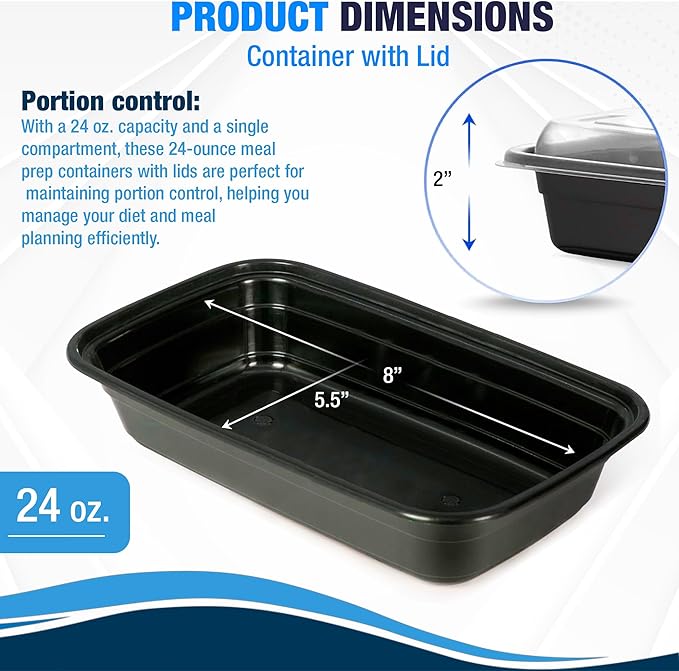 Ruthy's Outlet Meal Prep Containers W/Lids -Square Food Storage – BPA-Free| Stackable | Microwave | Freezer & Dishwasher Safe | Reusable Lunch Bento Box Portion Control & Planning (150 Pack, 12 oz)