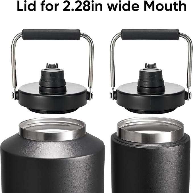 Kerilyn Stainless Steel Vacuum Double Walled Insulated Water Bottle (Bottle Lid, 128 Ounces)