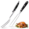 2 Pcs Carving Fork for Meat – 12 Inch Stainless Steel Meat Forks for Kitchen, Heat-Resistant Non-Slip Handles – Two-Prong Straight & Curved BBQ Fork for Slicing, Grilling & Serving