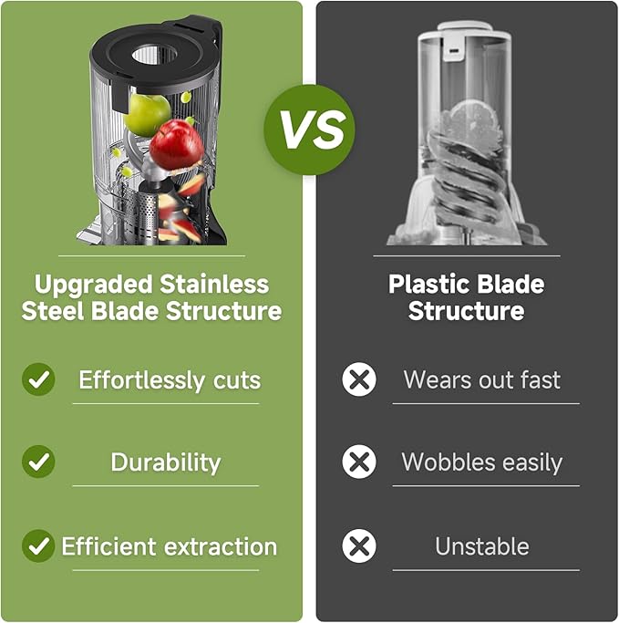 Cold press Juicer Machines with 5.4" Extra Self-Feeding for Whole Vegetable & Fruit, Juice Extractor with Large Auger & Triple Strainers, Easy to Clean, High Juice Yield, Stainless Steel Silver