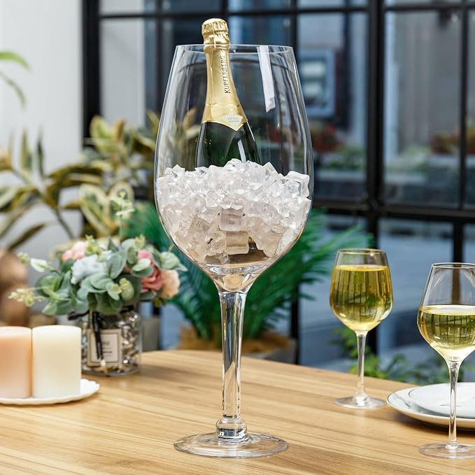 MyGift 20-Inch Giant Clear Decorative Hand Blown Bordeaux Wine Glass Novelty Stemware Magnum Chiller