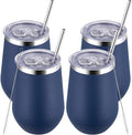 MEWAY 12oz Stainless Steel Wine Tumbler with Lid - Double Wall Vacuum Insulated Swig cups for Hot and Cold Drinks, Ideal for Coffee, Wine, Beer, gifts for Women under 10 dollars(Navy,Set of 4)