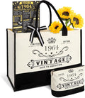 YeohJoy 62nd Birthday Gifts for Women Canvas Tote Bag Travel Gear, Unique 62 Years Old Birthday Gifts for Mom Aunt Friends Wife Sister Her, Vintage 1964 Handbag & Cosmetic Bag & Back in 1964 Poster