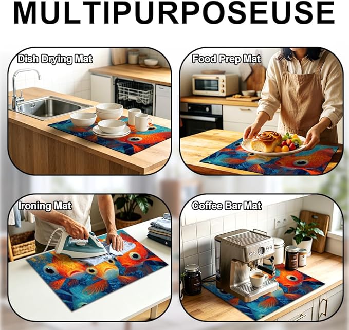 Stove Top Cover for Electric Stove 28.4 x 20.5 Inch Non Slip Stove Mat Goldfish Glass Cooktop Protector Kitchen Counter Mat