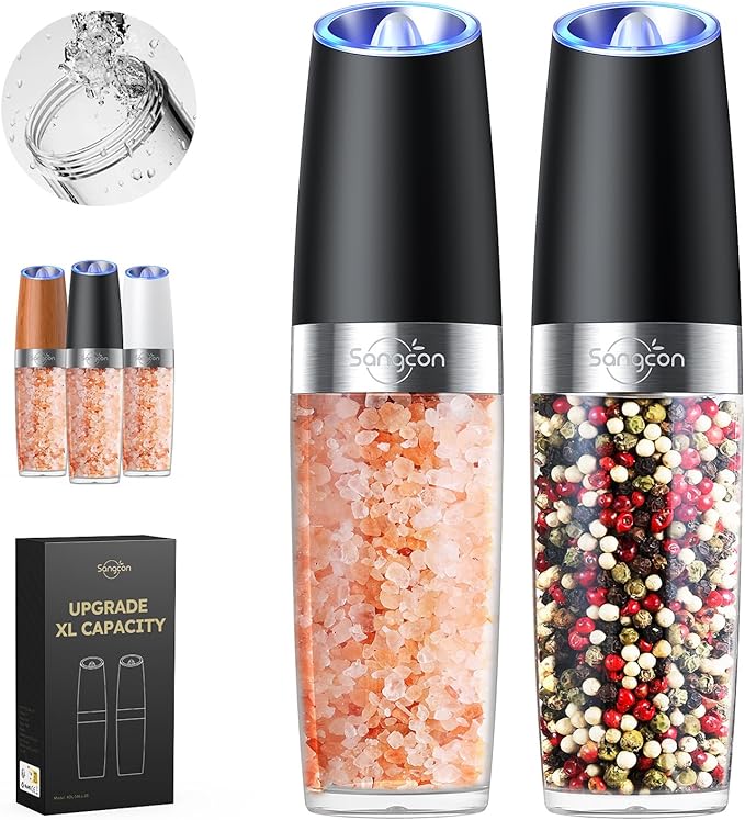Gravity Electric Salt and Pepper Grinder Set & 5 in 1 Blender and Food Processor Combo