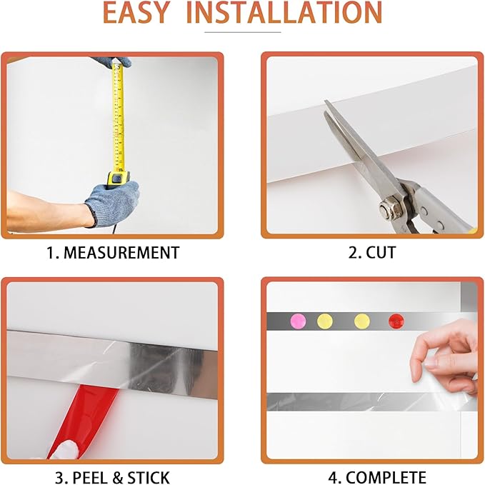 QDYMXUN Self Adhesive Backing Metal Strip for Magnets, Flexible Ferrous Memo Tapes Roll for Bulletin Boards in Studio, Office, School (Glossy Silver, 118''L x 3.15''W)