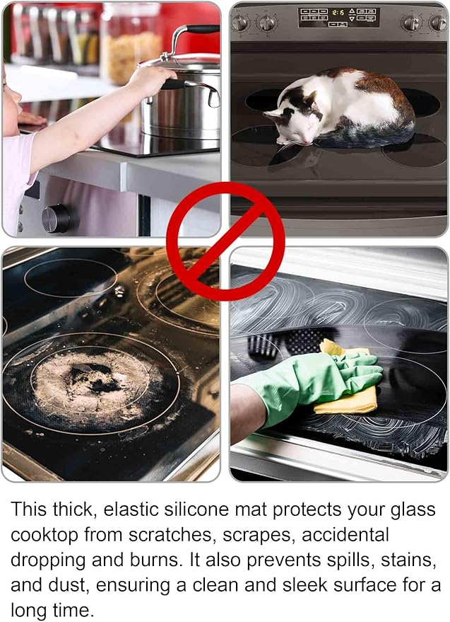 XiFEO Stove Top Covers for Electric Stove, Food Grade Heavy Duty Silicone Glass Stove Top Cover Protector, Induction Cooktop Protector, Heat Resistant Range Ceramic Stove Top Covers Mat, Oven Cover