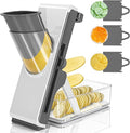 Mandoline Slicer Safe Multifunctional Dicer Adjustable Commercial Slicer Machine Stainless Steel Chopper (White Deep Grey)