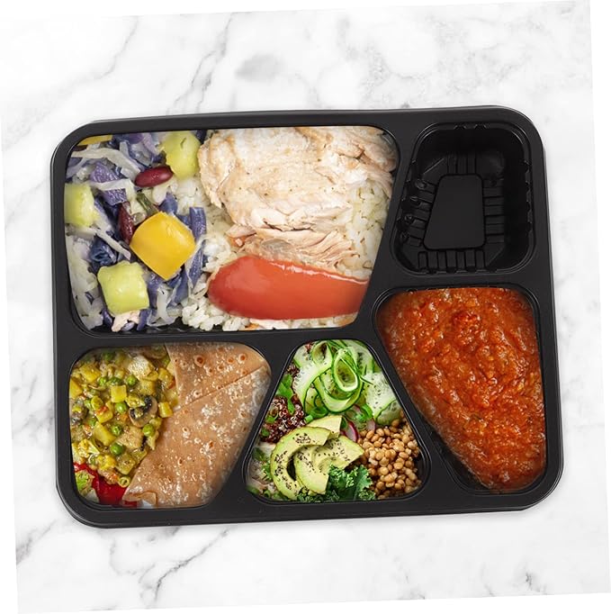 Zerodeko Meal Prep Containers Lids Stackable 5 Compartment Food Storage Box Microwave Safe Chinese Food Boxes for Meal Prep Containers
