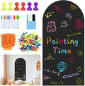 39.3" x 17.5" Black Arch Magnetic Wall Decal Self-Adhesive Chalk Board Wallpaper for Playroom Decor Peel and Stick Magnetic Wall Board with Starter Accessories Matte Finish Magnetic Play Wall for Kids