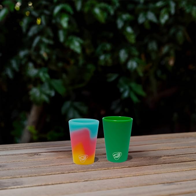 Silipint 1.5oz Silicone Shot Glasses – Pack of 2 Unbreakable, BPA-Free, Non-Toxic, Dishwasher & Freezer Safe Cups – Colored Shot Glasses for Cold Beverages, Cocktails, Travel, Party (Classic Green)