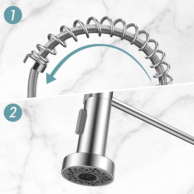 FEELSO Kitchen Faucet with Pull Down Sprayer, High Arc Stainless Steel Single Handle Kitchen Sink Faucet, 1 or 3 Hole Brushed Nickel Kitchen Faucets for Farmhouse Camper Rv Bar