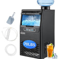 ROVSUN 70LBS/24H Countertop Ice Maker with 2 Water Inlets & Appointment Function, Freestanding Ice Machine with 11lbs Storage Bin, Ice Scoop, Drain Pipe & Water Filter (Black)