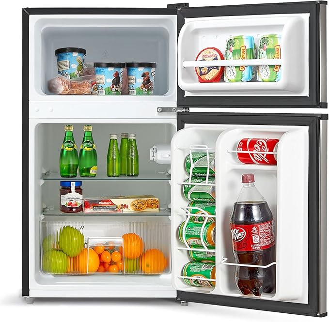 Midea WHD-113FSS1 Compact Refrigerator, 3.1 cu ft, Stainless Steel & Keurig® K-Supreme Single Serve K-Cup Pod Coffee Maker, MultiStream Technology, Gray