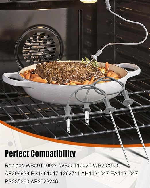 Probe Oven Meat Temperature Probe Replace WB20T10024 WB20T10025 WB20X5050 AP399938 Fit for GE Oven Probe Oven Meat, 2 Pack