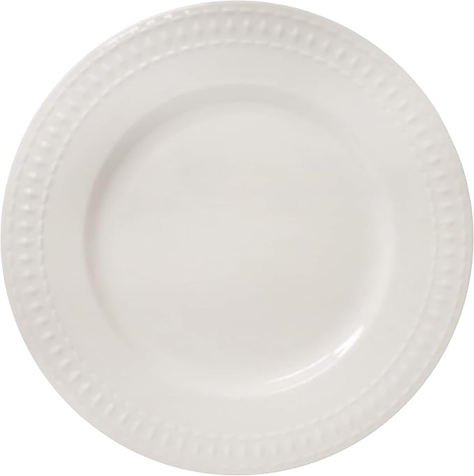 Tabletops Gallery Embossed White Porcelain Round Dinnerware - Bloom 12 Piece Dinnerware Set