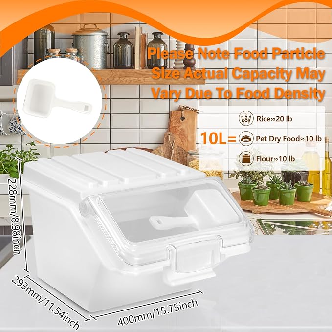 Flour Bin, 10 lb Stackable Kitchen Ingredient Storage Container with Lid - Food Pantry Organizer for Flour, Sugar, Rice, Baking,Dog Food Supplies (10lb)