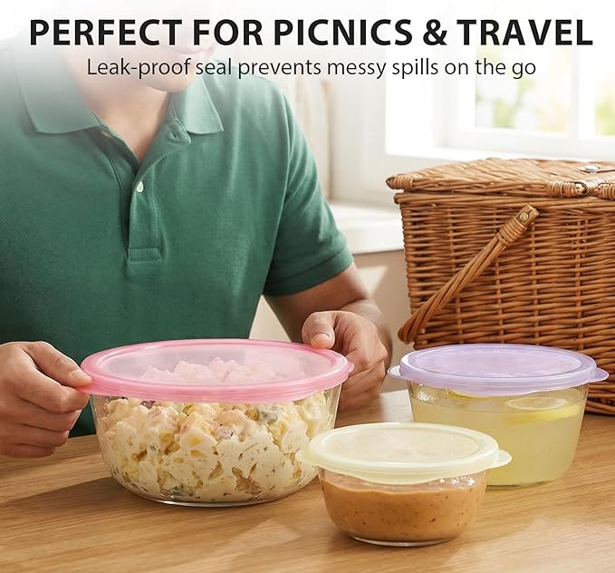 12 Pcs Silicone Stretch Lids, Reusable Silicone Bowl Covers for Food Storage, Microwave & Dishwasher Safe, Leak Proof Airtight Seal Tops for Cans, Cups, Jars