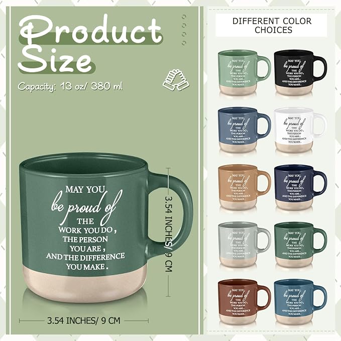 Didaey 10 Pcs Thank You Mugs Bulk 13 oz Inspirational Ceramic Coffee Mugs May You Be Proud Appreciation Gift Back to School Gift for Teacher Nurse Employee Coworker Office Staff, 10 Colors