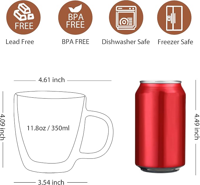 CnGlass 20.3oz Glass Teapot Stovetop Safe and 12oz (2-pack) Double Wall Glass Mugs