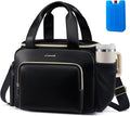 LOVEVOOK Insulated Lunch Bag for Women, PU leather Lunch Box with Shoulder Strap, Wide Opening Adult Large Lunch bags for Work Picnic Beach Family Camping Outdoor Teacher