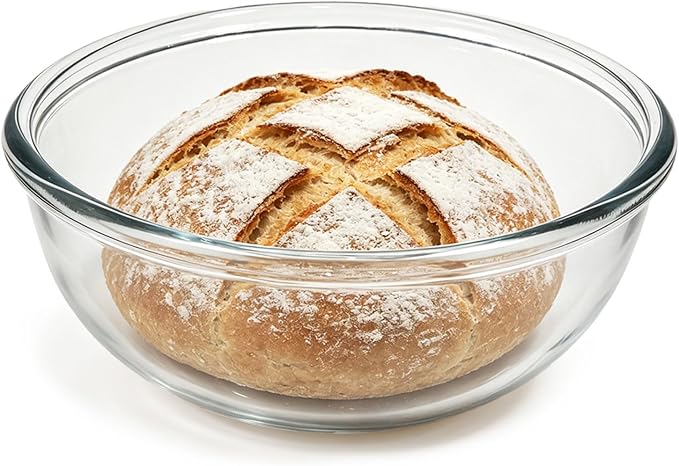 6.3 Quart Large Glass Mixing Bowl for Sourdough Bread,11.5 Inch Large Capacity Clear Sourdough Proofing Bowl for Sourdough,Salad,Cooking Prepping and Food Storage