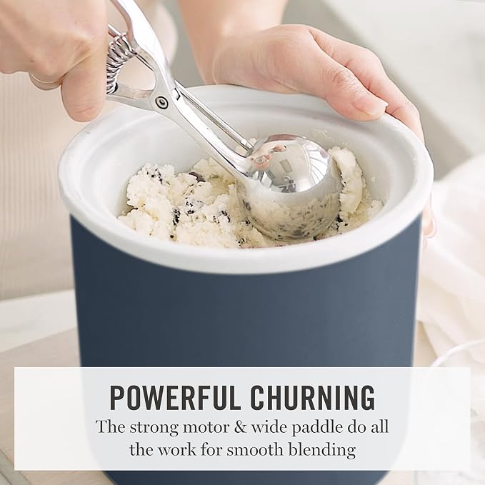 Martha Stewart Ice Cream Maker, 2 Quart Double-Insulated Freezer Bowl, Sorbet & Frozen Yogurt, Ready in 20 Minutes, Mix-Ins Chute, Easy to Clean, Indigo Blue