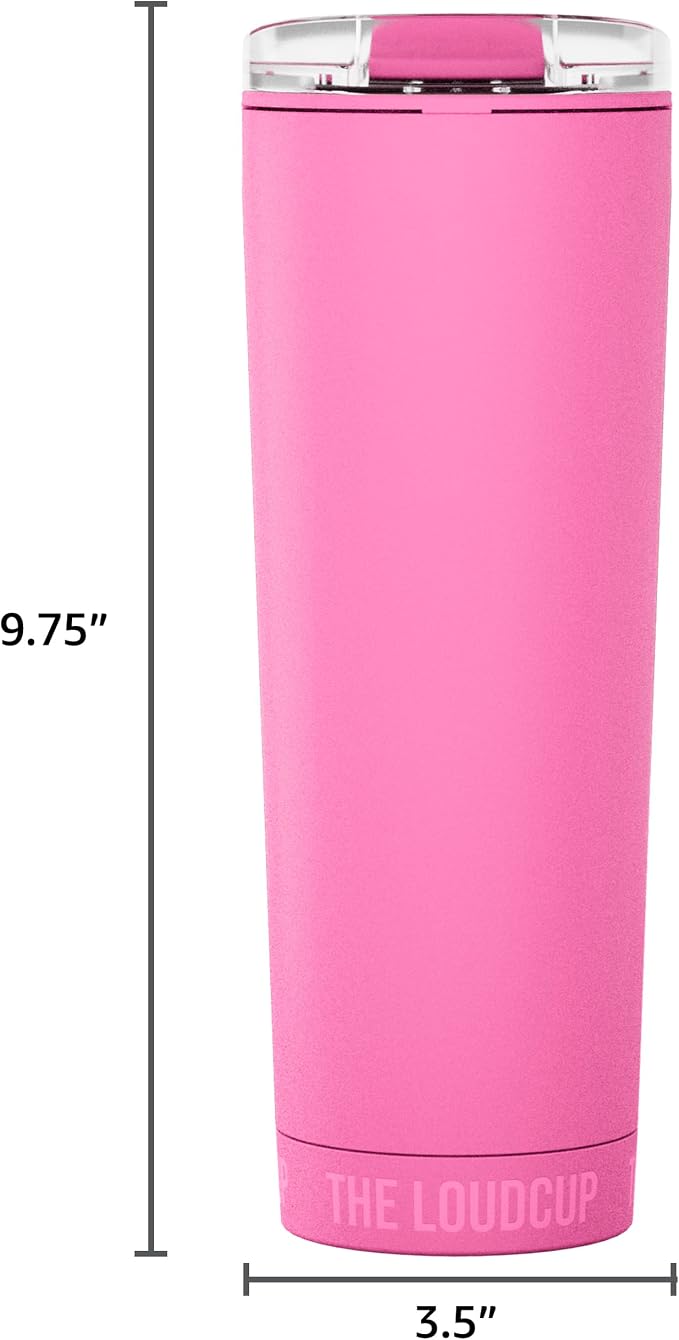 The LoudCup Blow Horn Tumbler, Cheer & Sip 2-in-1 Reusable Water Bottle with Built-In Horn for Sports Games, Tailgates, Parties & Events, BPA-Free, 23 oz, Panther Pink
