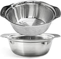 2 PCS Stainless Steel Colander, 3.5 QT 18/8 Stainless Steel Strainer, Colander for Kitchen Made of SUS304 Stainless Steel with Handle for Veggie Fruit Rice Pasta, Easy to Clean
